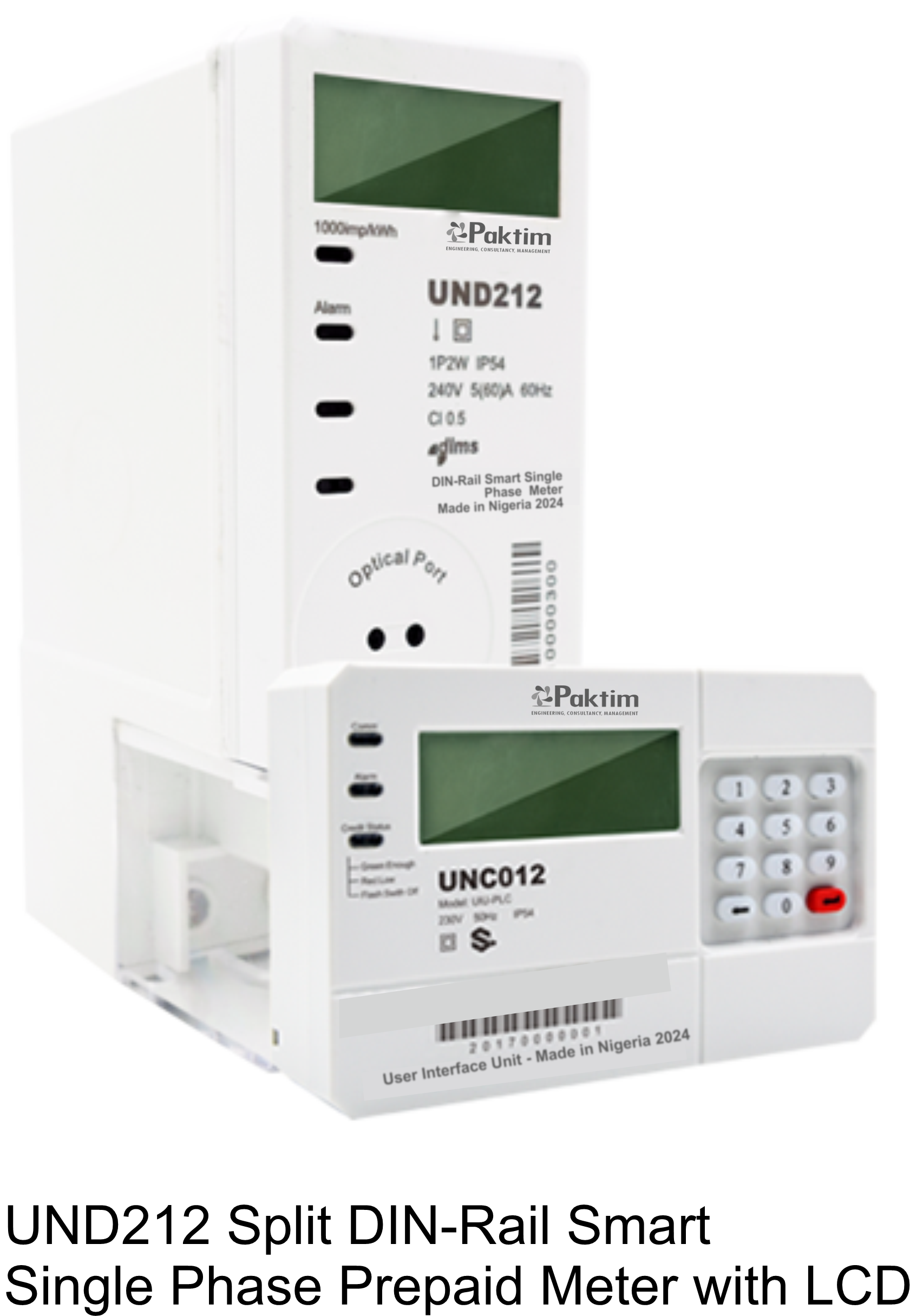 UND212 Split DIN-Rail Smart Single Phase Prepaid Meter with LCD